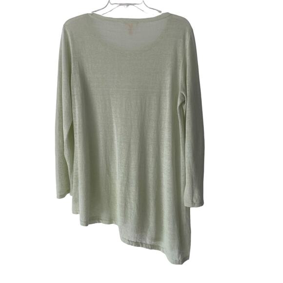 Eileen Fisher NWOTs Light Green Celery Organic Linen Asymetric Knit Top medium - Picture 6 of 7